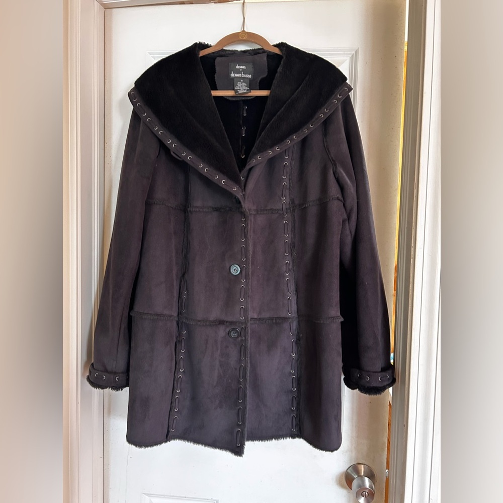 Dennis by Dennis Basso Faux Suede Faux Fur Coat - Picture 5 of 7